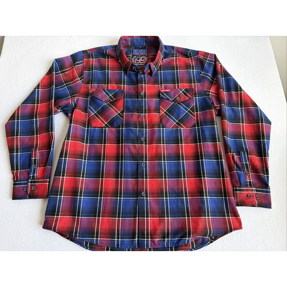 Dixxon Flannel Co Shirt Mens XXL 199 Pastrana Plaid Red Blue D Tech Long Sleeve
